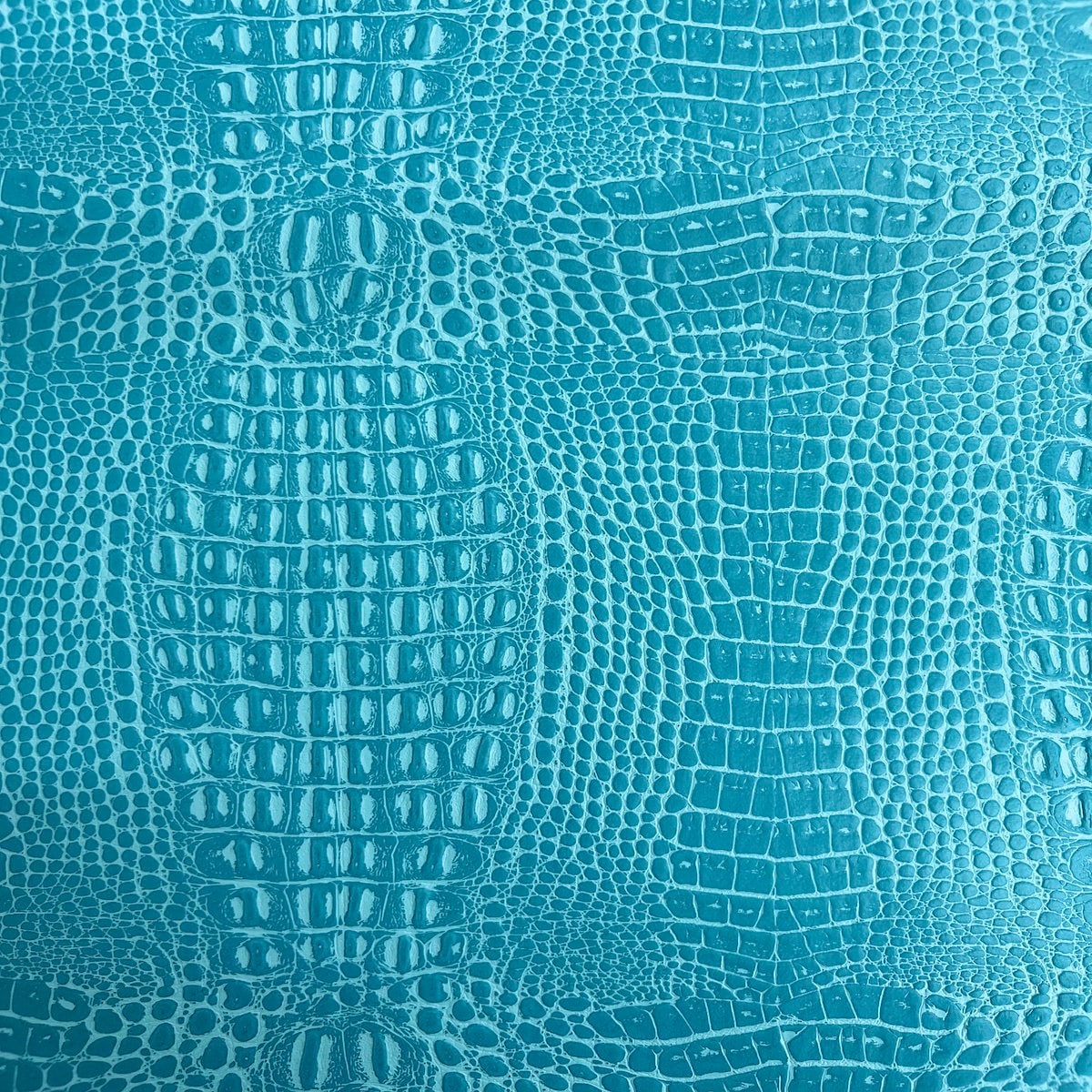 Aqua Blue Marine Gator Upholstery Crafting Outdoor Vinyl Fabric - Sold By The Yard - 54"