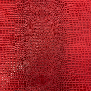 Fire Red Aussie 3D Embossed Gator Vinyl Upholstery Crafting Handbag Fabric - Sold By The Yard - 56&quot;