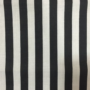 Black White Half Inch Stripe Poly Cotton Print Fabric - Sold By The Yard -  59&quot;