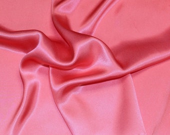 Coral Pink 100% Silk Charmeuse Apparel Home Decor Fabric - Sold By The Yard - 45"