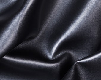 Black Soft Skin Faux Leather Apparel Upholstery Vinyl Fabric - Sold By The Yard - 54"