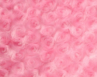 Swirl Rose Bud Fluff Minky Fur Fabric - Sold By The Yard - 58&quot;/ 60&quot; - Pink