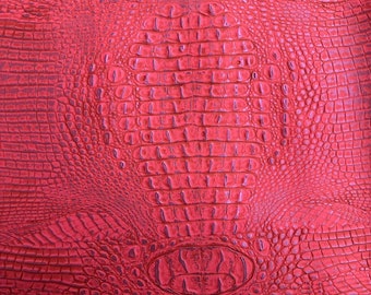 Bolso de mano con tela de piel sintética de cocodrilo rosa intenso y tapizado para cabecero