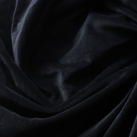 Black Cotton Velvet Upholstery Drapery Home Decor Fabric - Sold By The Yard - 60"