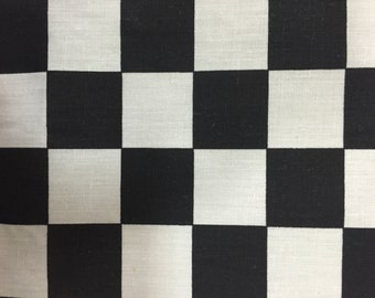 Black Checkered Print Poly Cotton Print Fabric - Sold By The Yard -  59&quot;