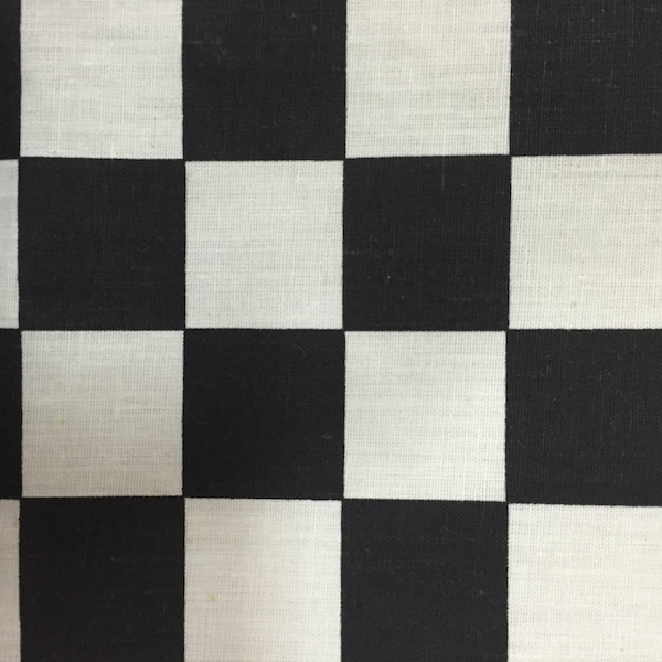 Black Checkered Print Poly Cotton Print Fabric - Sold By The Yard -  59"