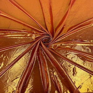 Orange Metallic Stretch Lurex Foil Shimmer ITY Apparel Costume Dance Wear Spandex Fabric - Sold By The Yard