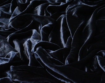 Midnight Blue High Fashion Silk Velvet Upholstery Apparel Fabric - BTY - 44" / 45"