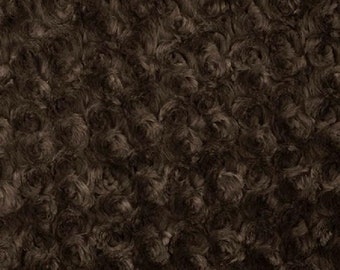 Swirl Rose Bud Fluff Minky Fur Fabric - Sold By The Yard - 58"/ 60" - Brown