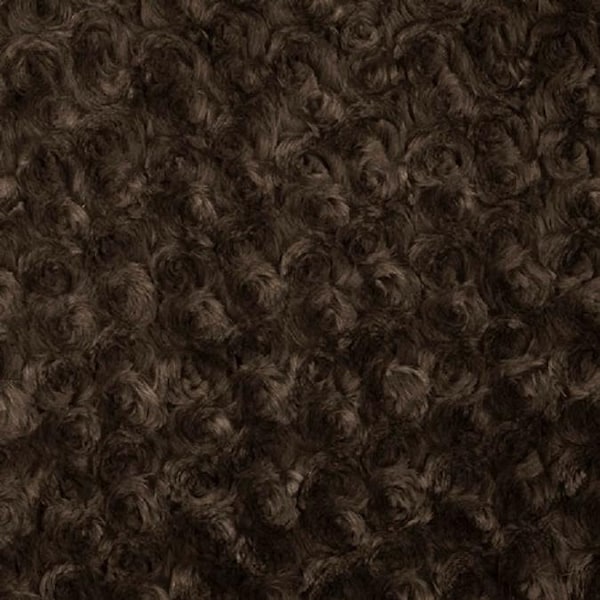 Swirl Rose Bud Fluff Minky Fur Fabric - Sold By The Yard - 58"/ 60" - Brown