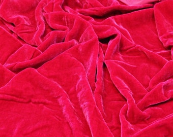 Tela de terciopelo de seda de alta costura, color rosa intenso, para tapicería y ropa - BTY - 44" / 45"