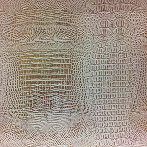 White Gold Two Toned Metallic Gator Vinyl Fabric - Sold By The Yard 52&quot; / 54&quot;