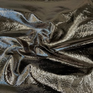 Graphite Gray Crushed Distressed Foil Chrome Mirror Reflective Vinyl Fabric - Sold By The Yard - 54&quot;