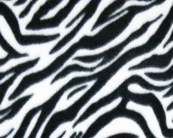 Black White Zebra Print Fleece Fabric - Sold By The Yard - 60"