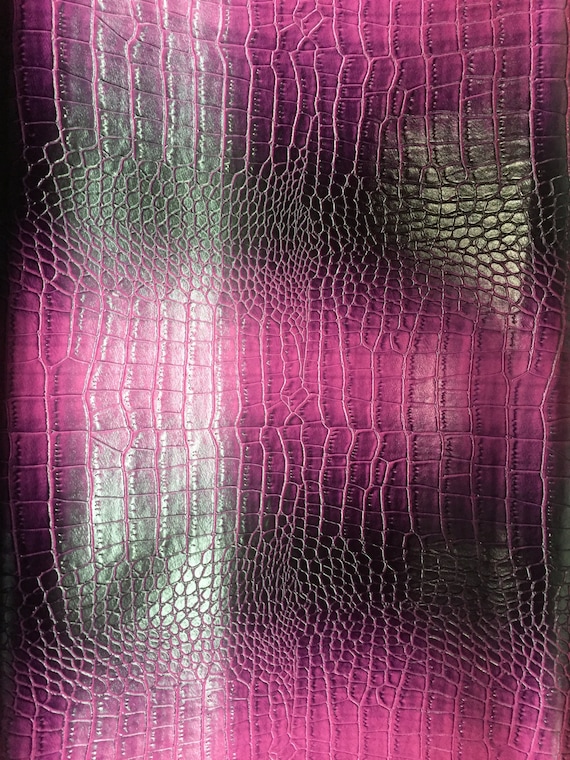 Lilac Purple Two Tone Embossed Crocodile Vinyl Fabric - Sold By The Yard - 54" / 55"