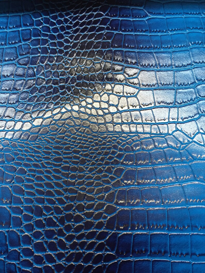 Royal Blue Navy Two Tone Embossed Crocodile Vinyl Fabric Etsy