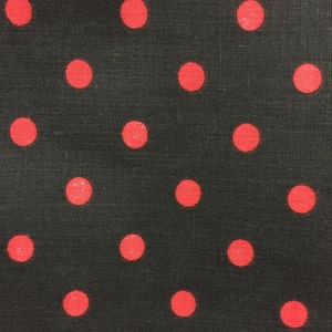 Red Black Polka Dot Print Poly Cotton Print Fabric - Sold By The Yard -  59&quot;