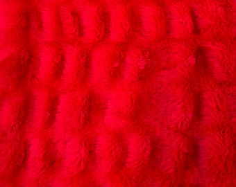 Tela de piel sintética elástica fruncida de chinchilla roja para disfraces y decoración del hogar
