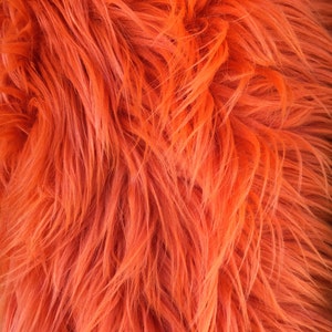 Orange Luxury Long Pile Faux Shaggy Fur Fabric - Sold By The Yard - 60&quot;