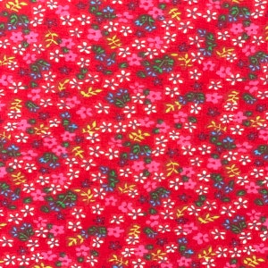 Red Multi Color Small Floral Print Poly Cotton Fabric - Sold By The Yard - 59&quot;