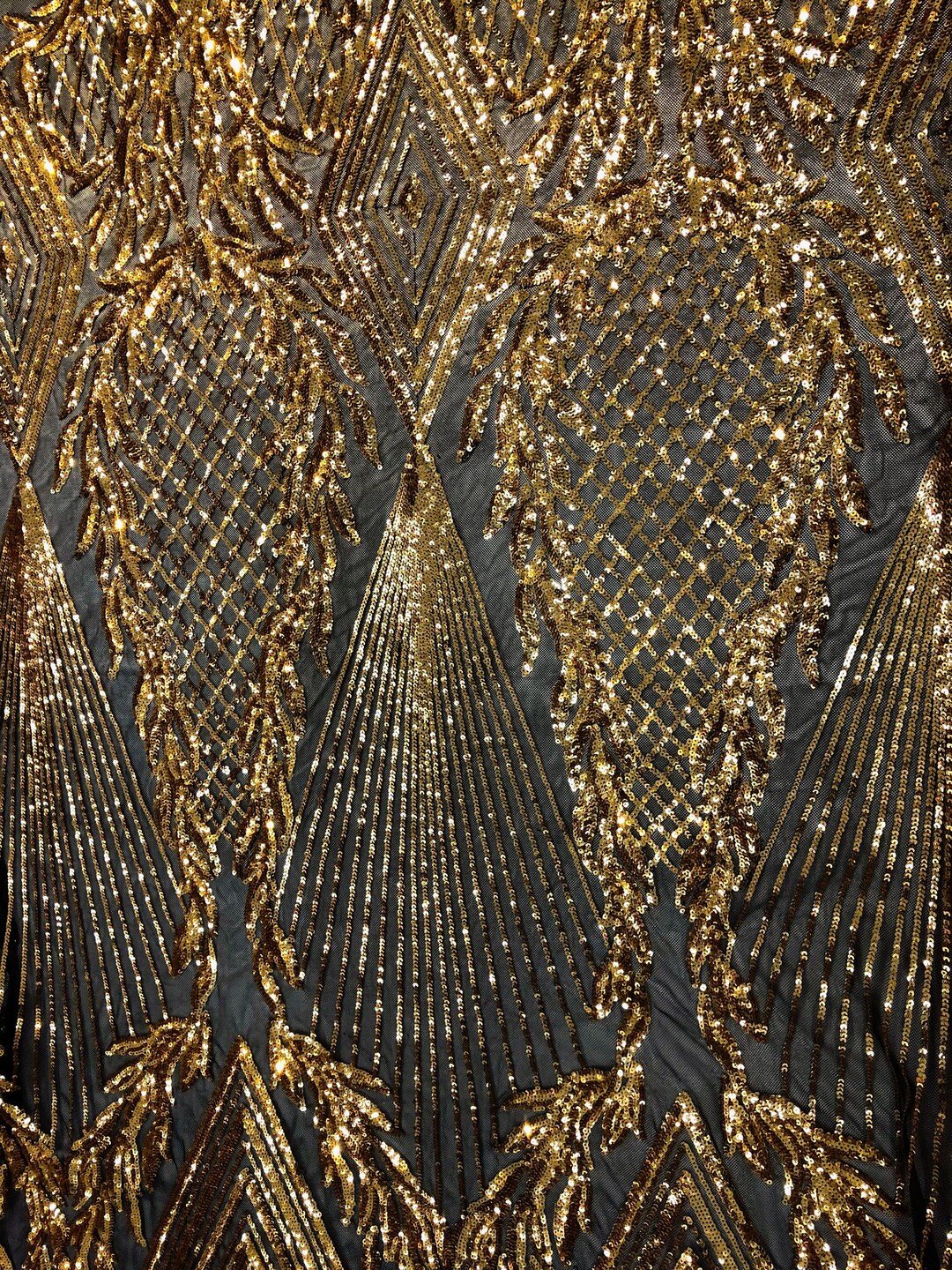 Black Mesh Gold Sequin Alpica Stretch Sequins Wedding Prom Formal Lace ...