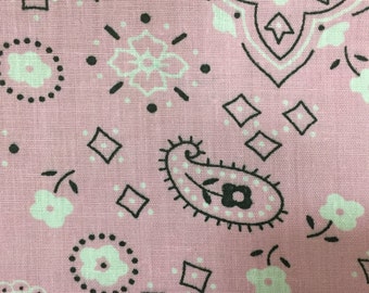 Pink Bandanna Print Poly Cotton Print Fabric - Sold By The Yard -  59"