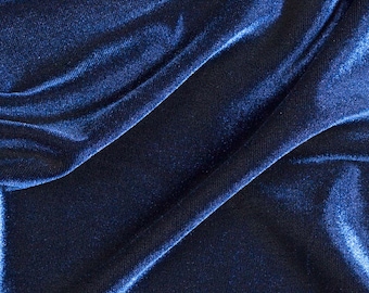 Navy Blue Stretch Velvet Apparel Dance Wear Costume Spandex Fabric - Sold By The Yard - 60"