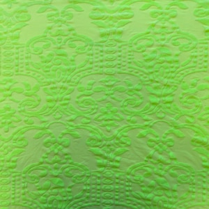 Neon Green Almafi Geometric Burnout Stretch Velvet Apparel Dance wear Fabric - Sold By The Yard - 57&quot;