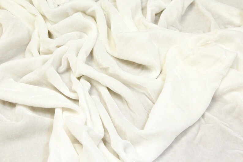 Off White High Fashion Silk Velvet Upholstery Apparel Fabric - BTY - 44