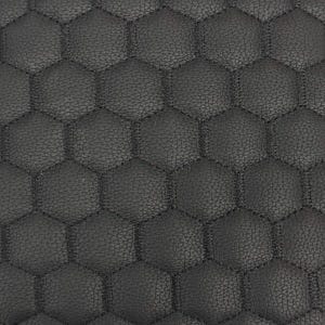 Black Honeycomb Hexagon Quilted Foam Backed Faux Leather Vinyl Fabric - Sold By The Yard - 54"