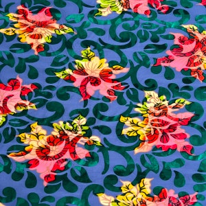Hunter Green Bombay Multicolor Floral Burnout Stretch Velvet Apparel Costume Fabric - Sold By The Yard - 60&quot;