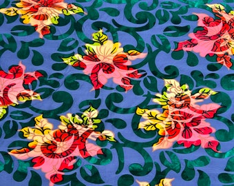 Hunter Green Floral Burnout Stretch Velvet Fabric - 60" Wide