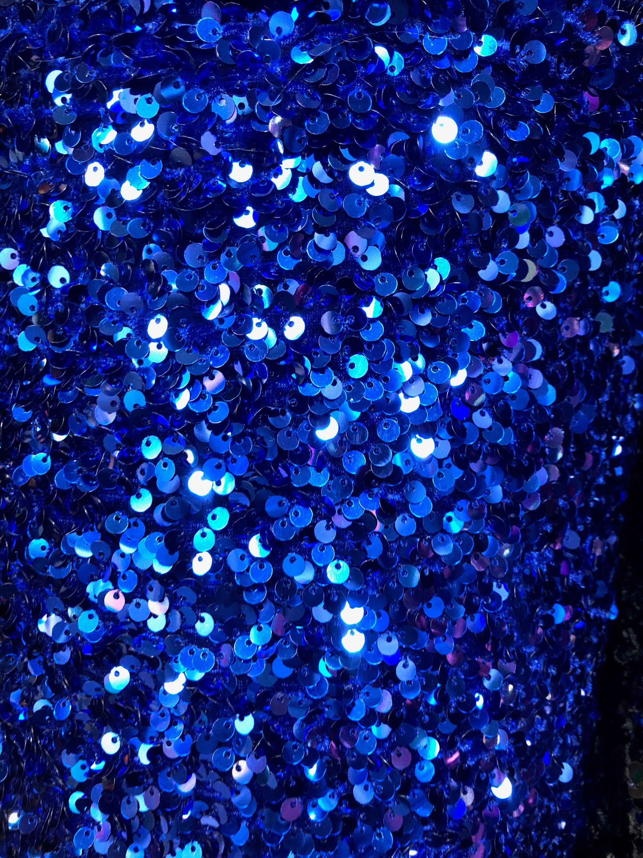 Royal Blue Sequins Embroidered Stretch Velvet Rodeo Fabric Sold by