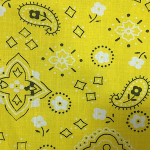 Yellow Bandanna Print Poly Cotton Print Fabric - Sold By The Yard -  59&quot;