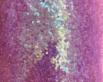 Lavender Iridescent All Over Sequins Wedding Gown Prom Party Decor Lace Fabric - Sold By The Yard