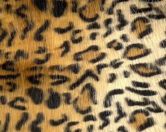 Gold Leopard Print Apparel Home Decor Faux Fur Fabric - Sold By The Yard - 60"