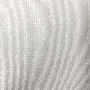 May include: White fabric with a subtle shimmer, created by small, closely spaced sequins.