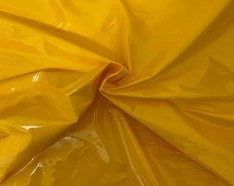 Tela de vinilo para disfraz de baile de charol sintético amarillo - Se vende cortada a medida - 54"