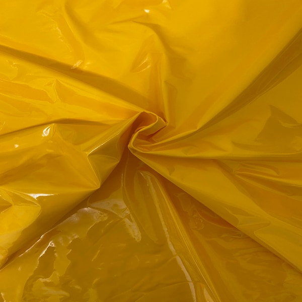 Yellow Faux Patent Leather Apparel Dance Costume Vinyl Fabric - Sold By The Yard - 54"