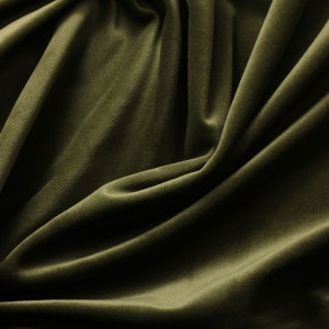 Dark Olive Green Camden Velvet Upholstery Drapery Fabric - Sold By The Yard