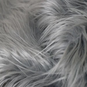 Charcoal Gray Long Pile Shaggy Faux Fur Fabric (4&quot; Pile) - Sold By The Yard - 60&quot;