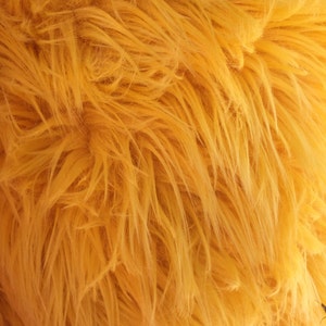 Canary Yellow Luxury Long Pile Faux Shaggy Fur Fabric - Sold By The Yard - 60&quot;