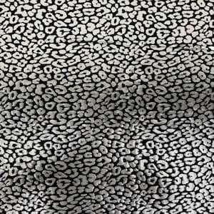 Black | Silver Sahara Leopard Foil Print Nylon Spandex Apparel Costume Athleisure Fabric - Sold By The Yard