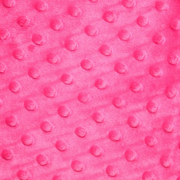 Hot Pink Minky Dot Cuddle Fabric - Sold By The Yard - 58"/ 60"