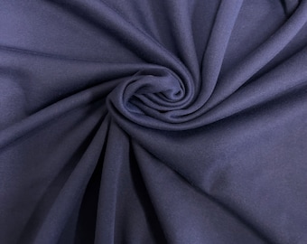 Navy Blue Sweater Knit Fleece Apparel Lounge Wear Fabric - Sold By The Yard - 62"