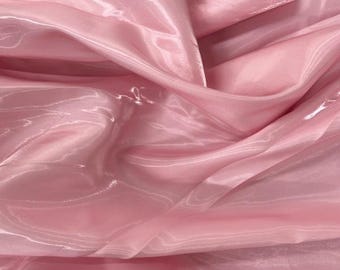 Pink Crystal Reflective Liquid Bridal Satin Apparel Decor Fabric - Sold By The Yard