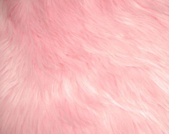 Pink Luxury Long Pile Faux Shaggy Fur Fabric - Sold By The Yard - 60"
