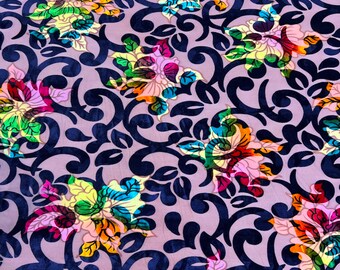 Mauve Pink Floral Burnout Stretch Velvet Fabric – Costume Apparel