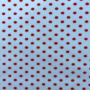White Red Mini Polka Dot Print Poly Cotton Print Fabric - Sold By The Yard -  59"