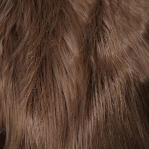 Chocolate Brown Long Pile Shaggy Faux Fur Fabric (4&quot; Pile) - Sold By The Yard - 60&quot;
